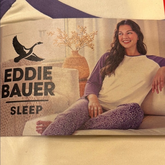 NWT Eddie Bauer Purple and Cream Pajama Set size medium - Picture 7 of 7